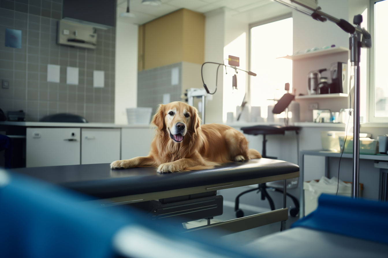 edwardjouson_an_old_golden_retriever_sitting_on_the_examination_68debfdb-0651-4824-90fd-6290a562ac68